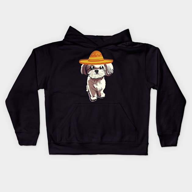 Cute dog shih tzu mexico cinco de mayo Kids Hoodie by franzaled